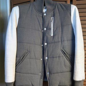 Adidas Yohji Yamamoto Runway Mens Y-3 varsity bomber jacket leather sleeves